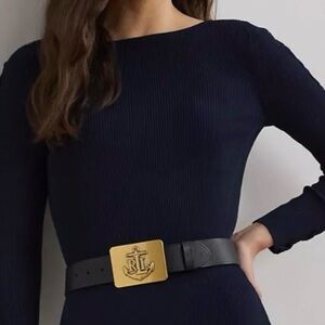 Lauren Ralph Lauren Sweater Black Boatneck Long Sleeve Ribbed Sweater-Size XL